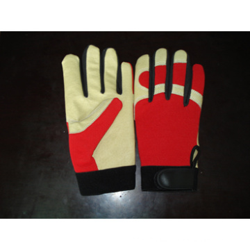 Pig Grain Leather Palm Mechanic Work Glove--7303